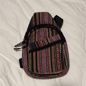 Colorful Striped Woven Sling Bag